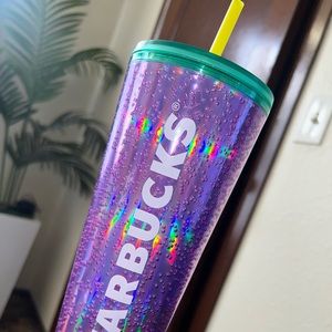 School Holographic Iridescent Pink Bubble Starbucks Cup